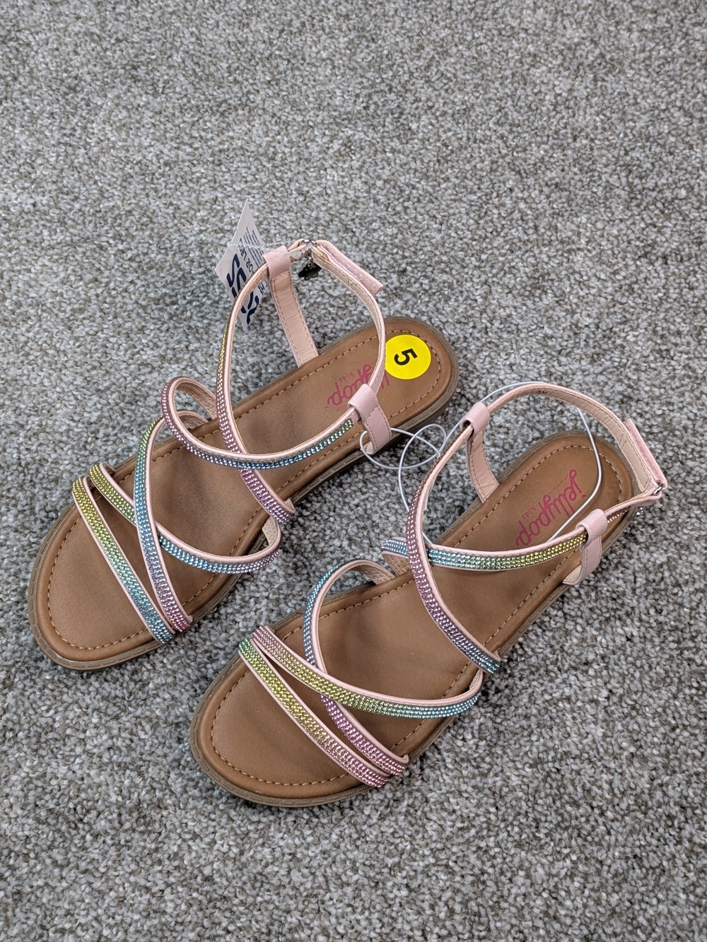 Jellypop Sandals Shoes Womens 5M Pink Ombre Multi Strap Sandals Butterfly New